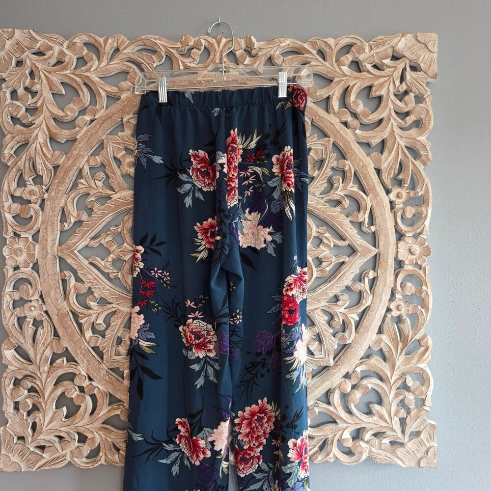 Windsor Dark Floral High Waisted Wide Leg Dress Pants Medium - Picture 5 of 8